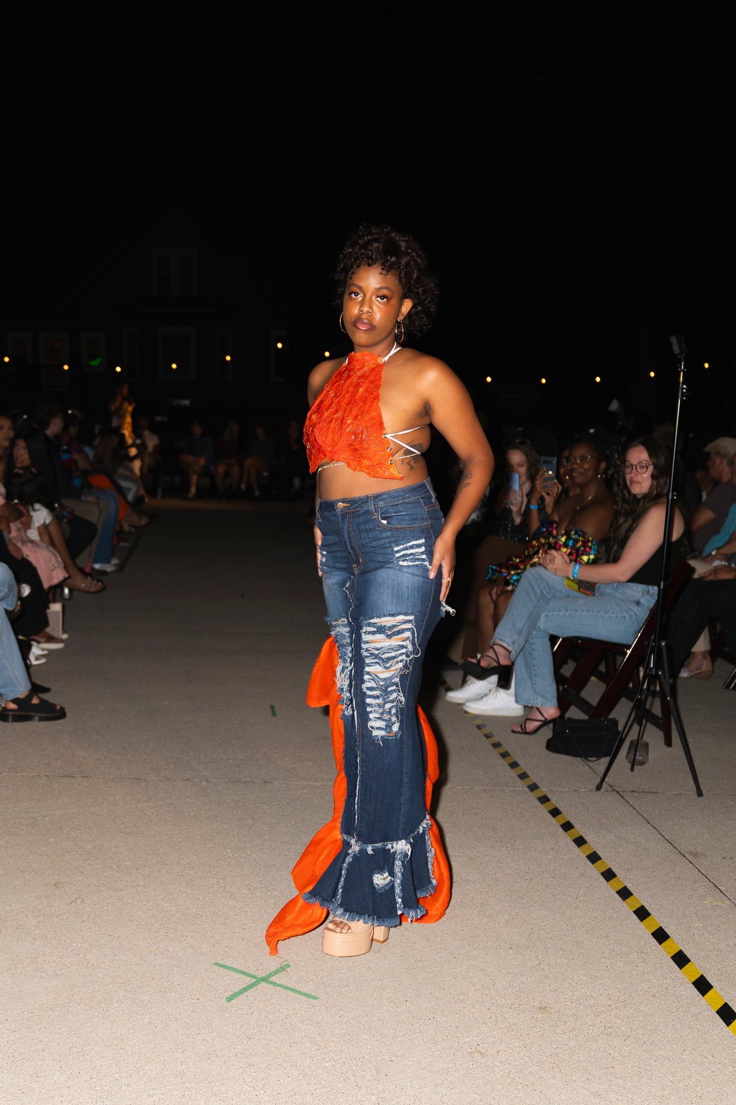 “Sunset Burst” Denim Maxi Skirt