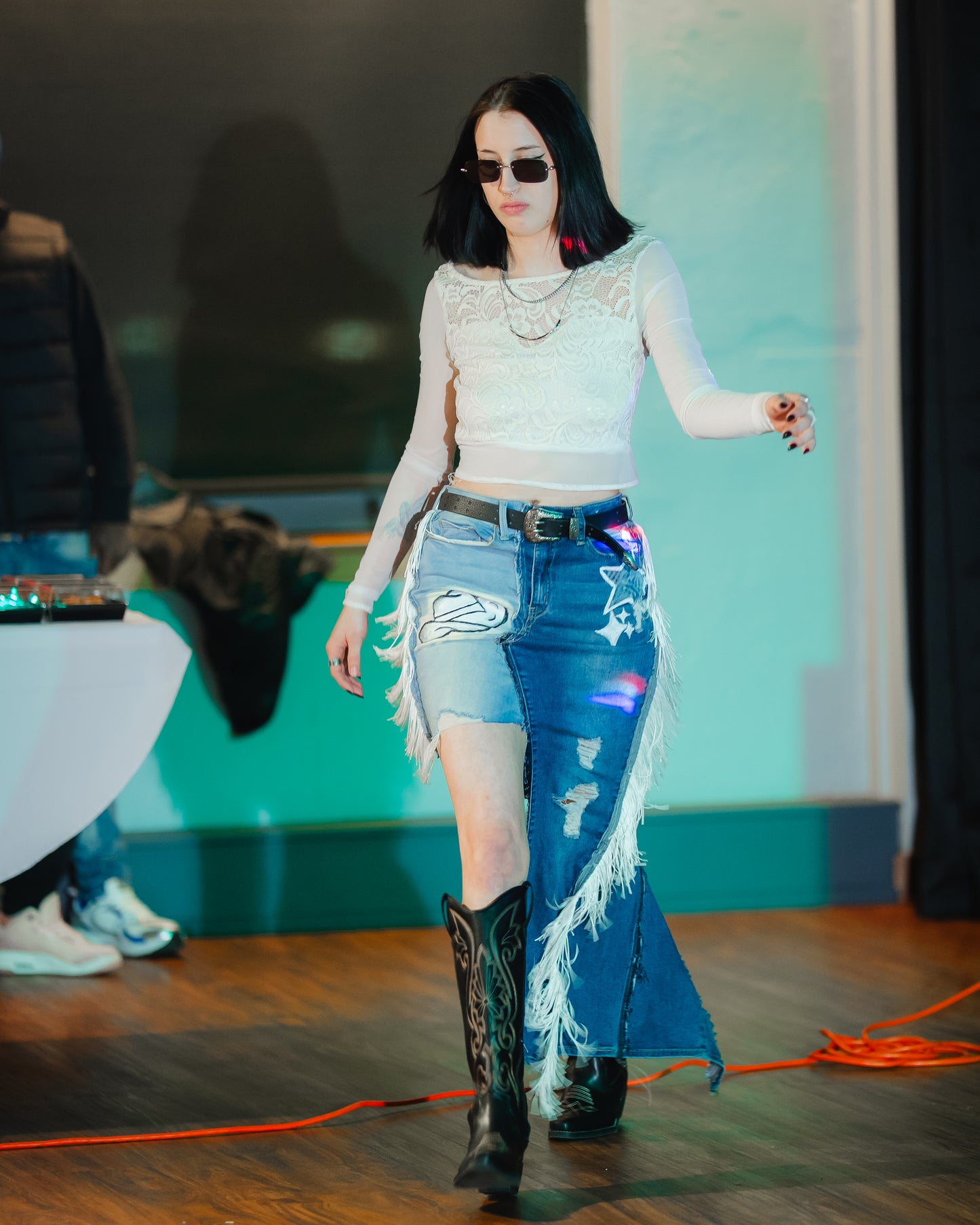 “White Lace Doves” Crop Top