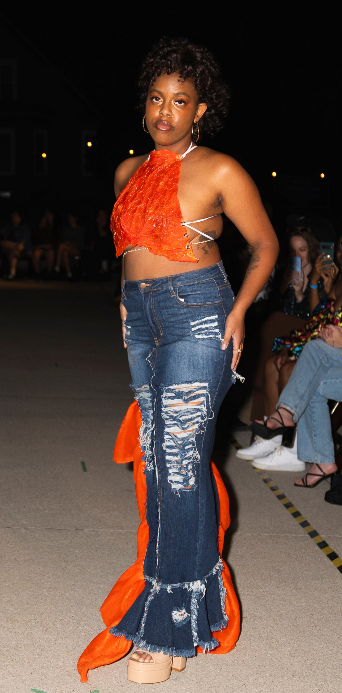 “Sunset Burst” Denim Maxi Skirt