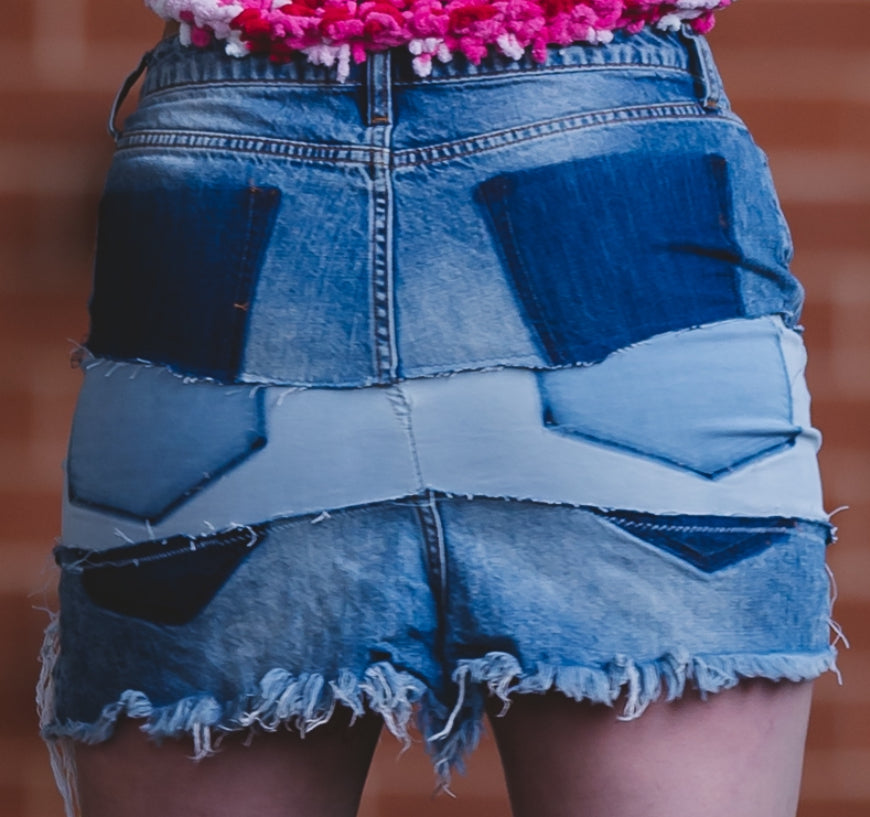 "Rose Ripple" Denim Skirt