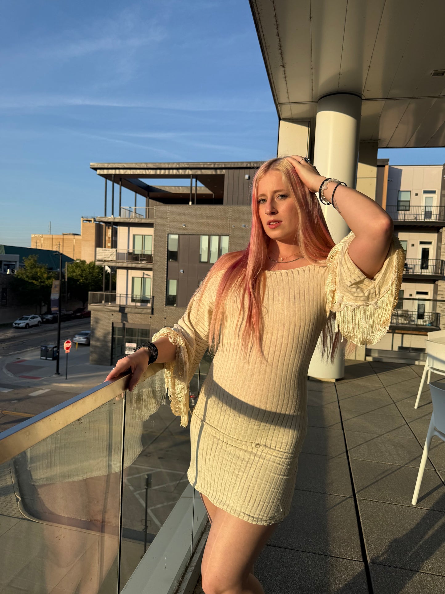“Ivory Whispers” Off-Shoulder Dress
