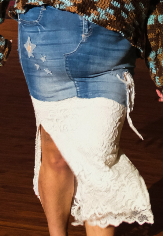 “Wish Upon A Star” Plus-Sized Denim Maxi Skirt