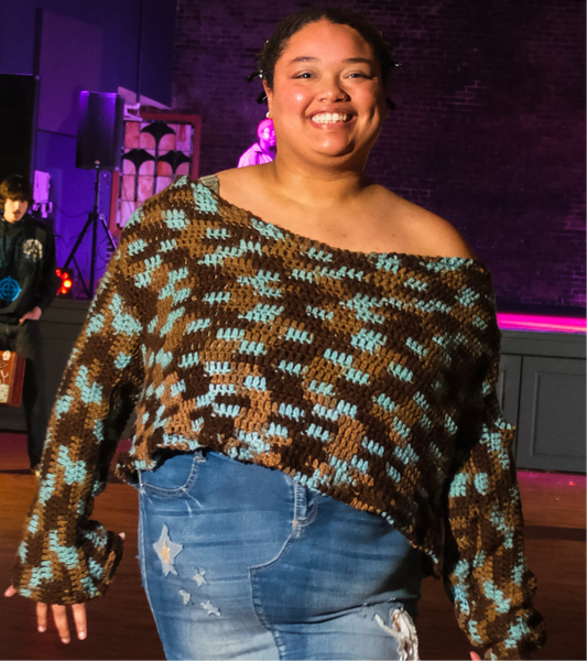 “Crochet Blues” Plus-Sized Top
