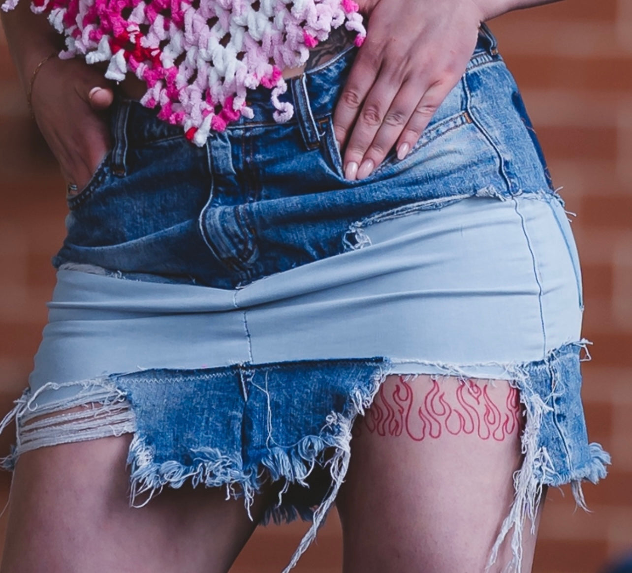 "Rose Ripple" Denim Skirt