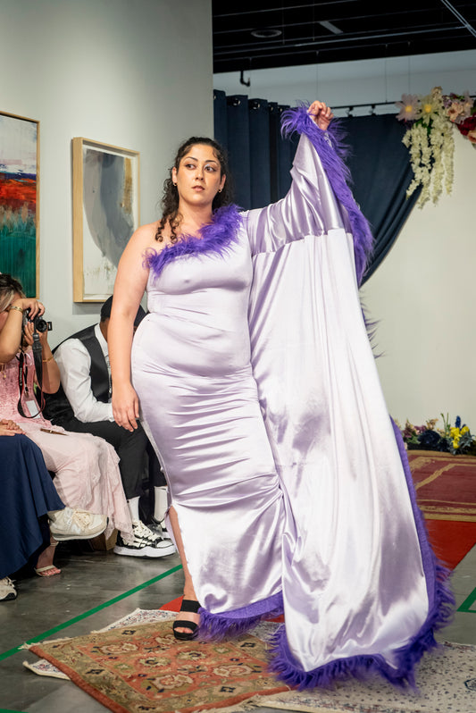 “Majestic Orchid” Long-Sleeve Gown