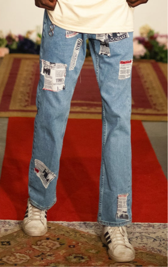 “News Flash” Reworked Denim Jeans
