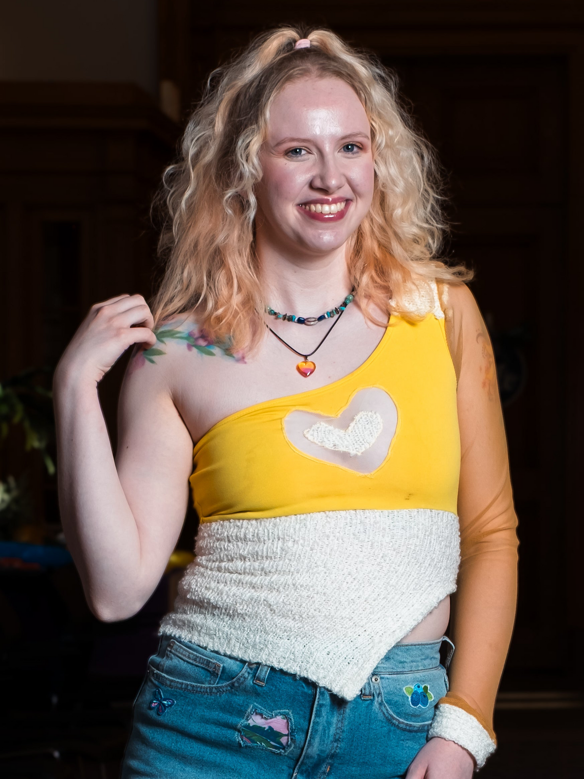 “Heart of Gold” One Sleeve Knit Crop Top