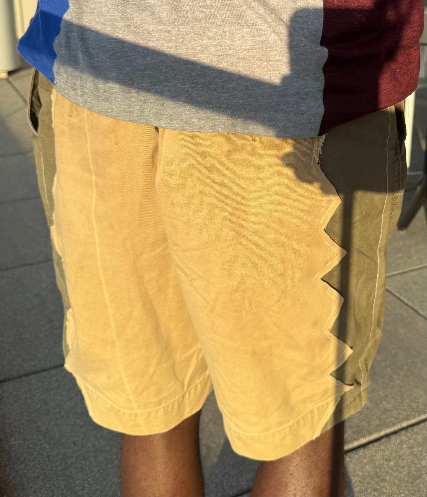 “Alligator Bites” Tan/Olive Green Shorts