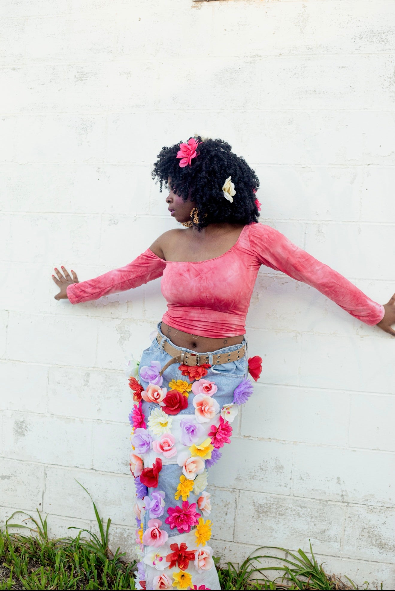 “Floral Fiend” Denim Maxi Skirt