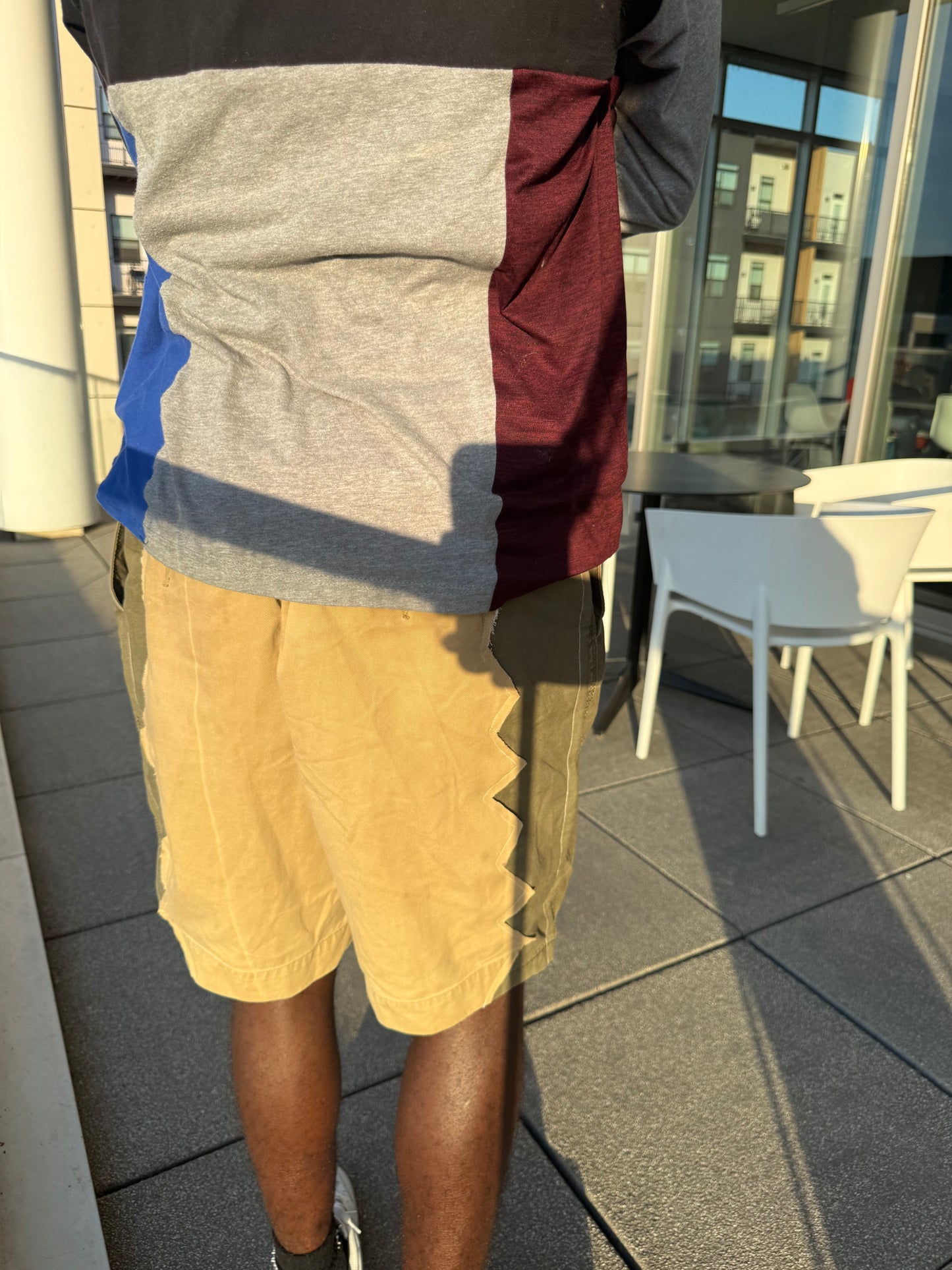 “Alligator Bites” Tan/Olive Green Shorts