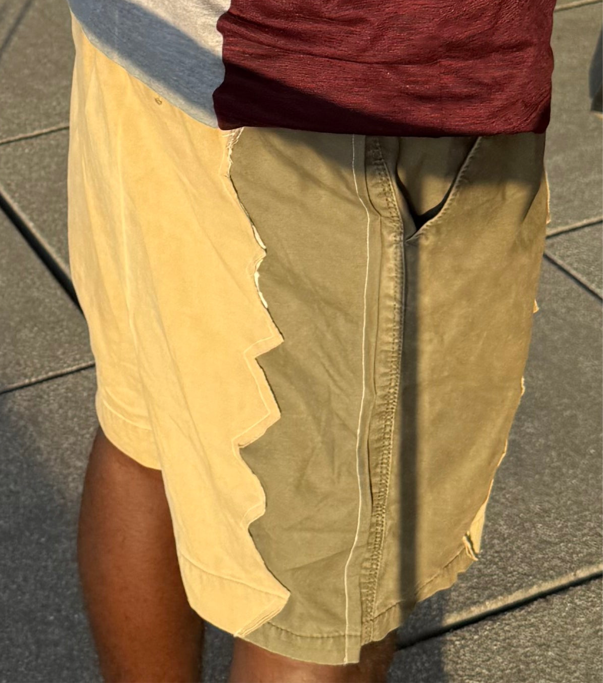 “Alligator Bites” Tan/Olive Green Shorts