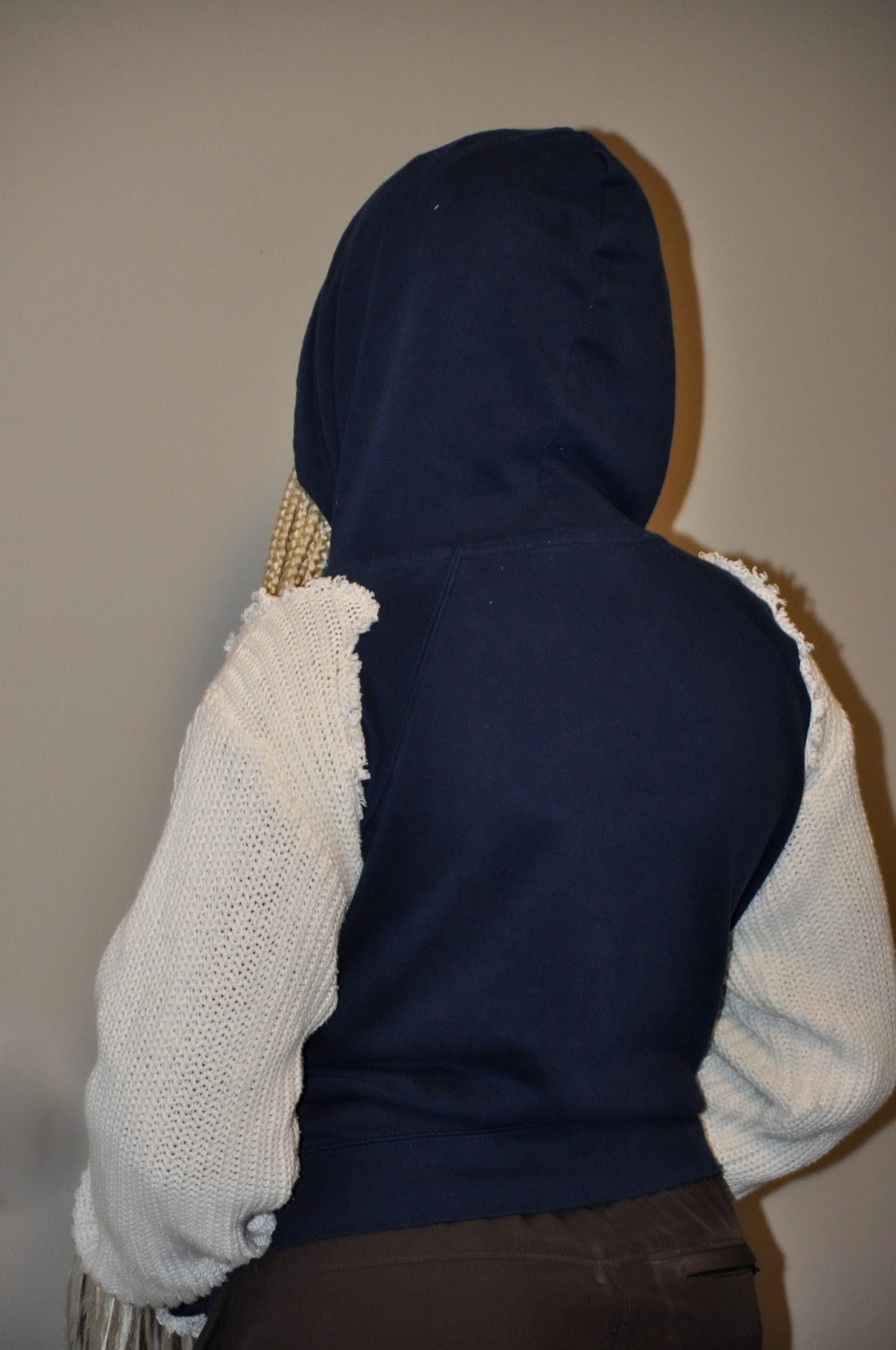 “Knit Baddie” Off-White Double Pocket Hoodie