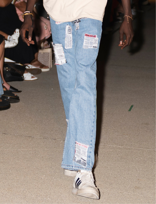 “News Flash” Reworked Denim Jeans