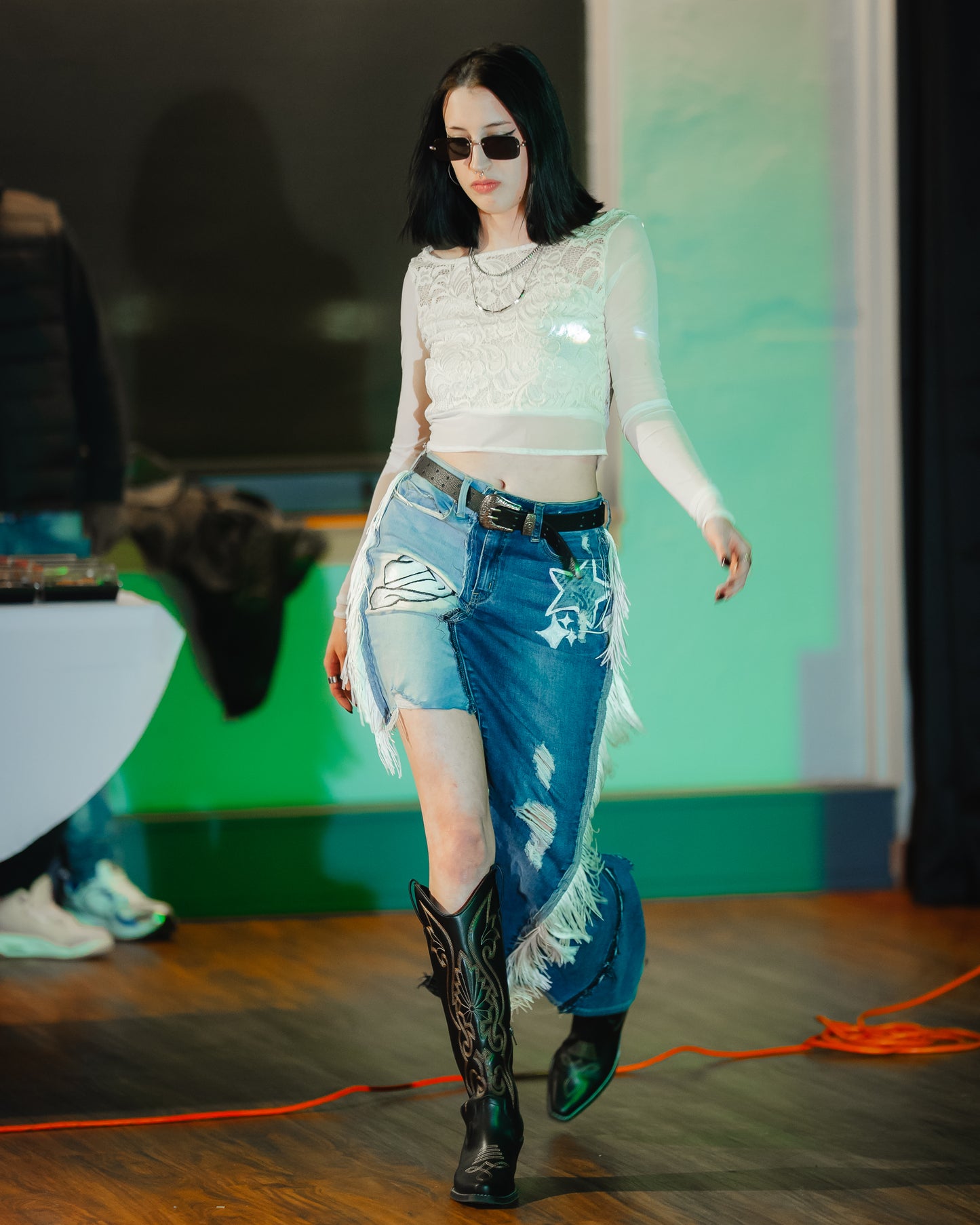 “White Lace Doves” Crop Top