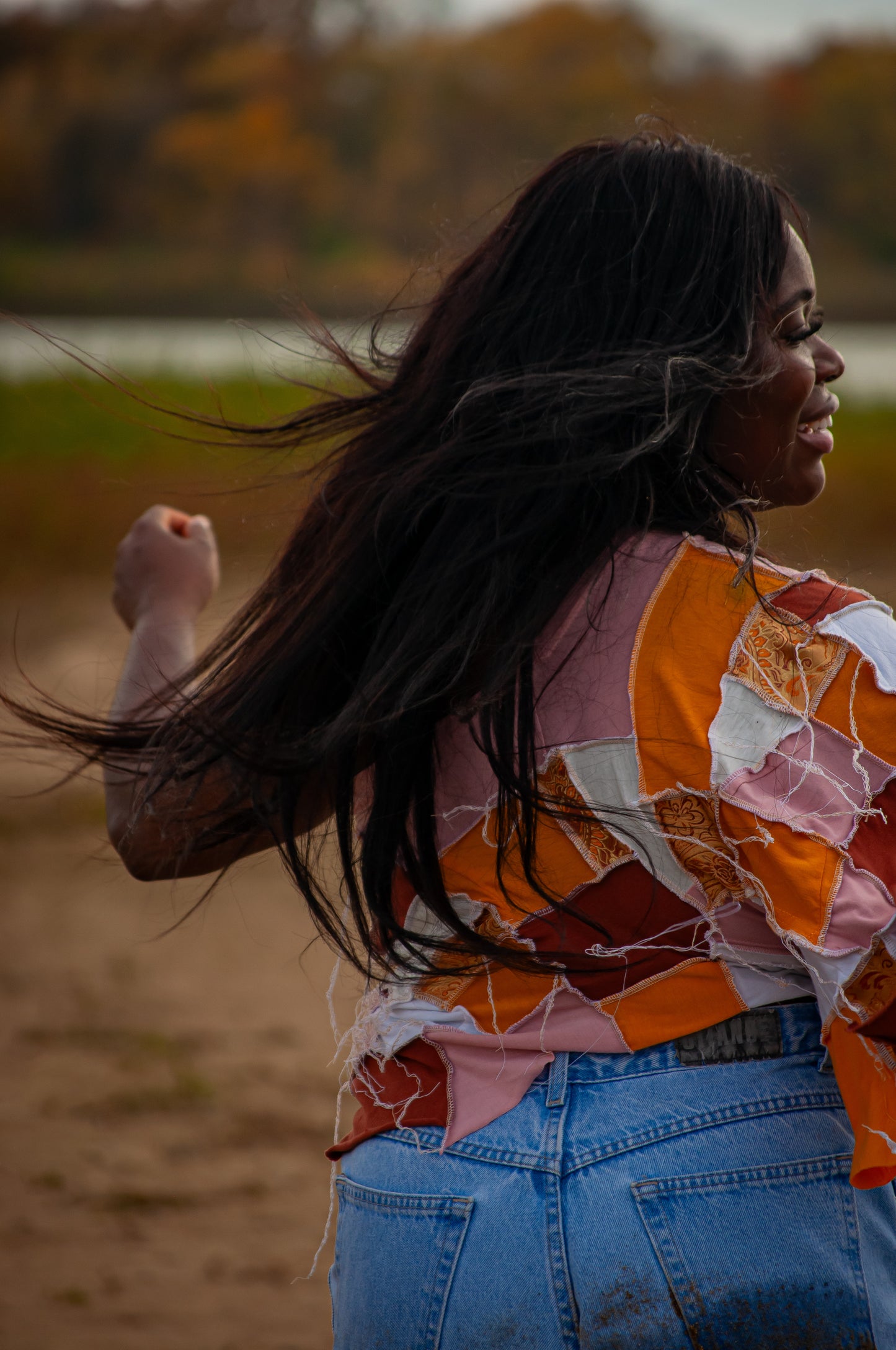 “Impossibly Stitched” One-sleeve over shoulder reverse seam top