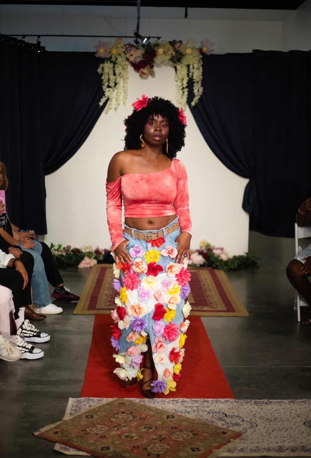 “Floral Fiend” Denim Maxi Skirt