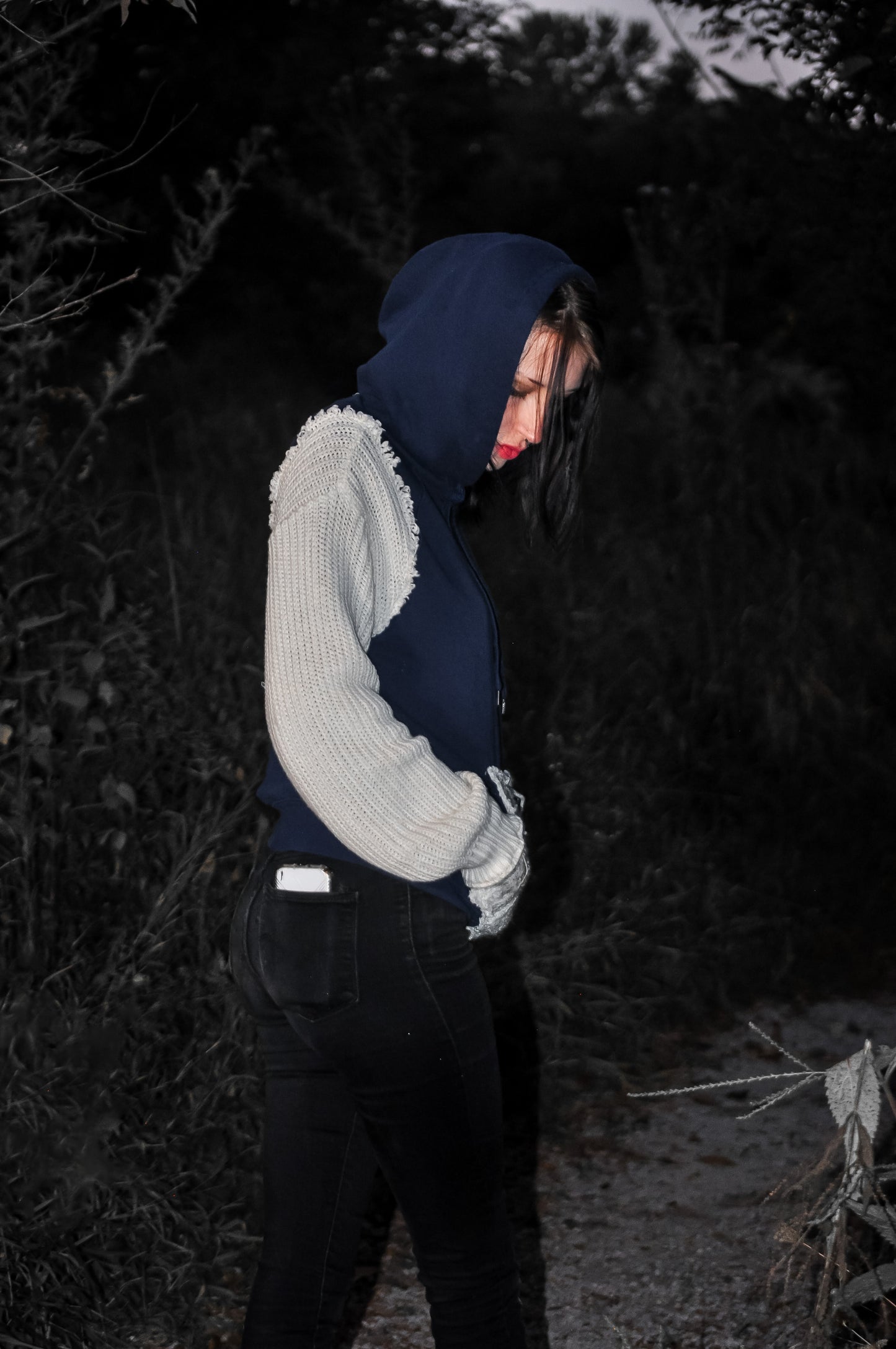 “Knit Baddie” Off-White Double Pocket Hoodie