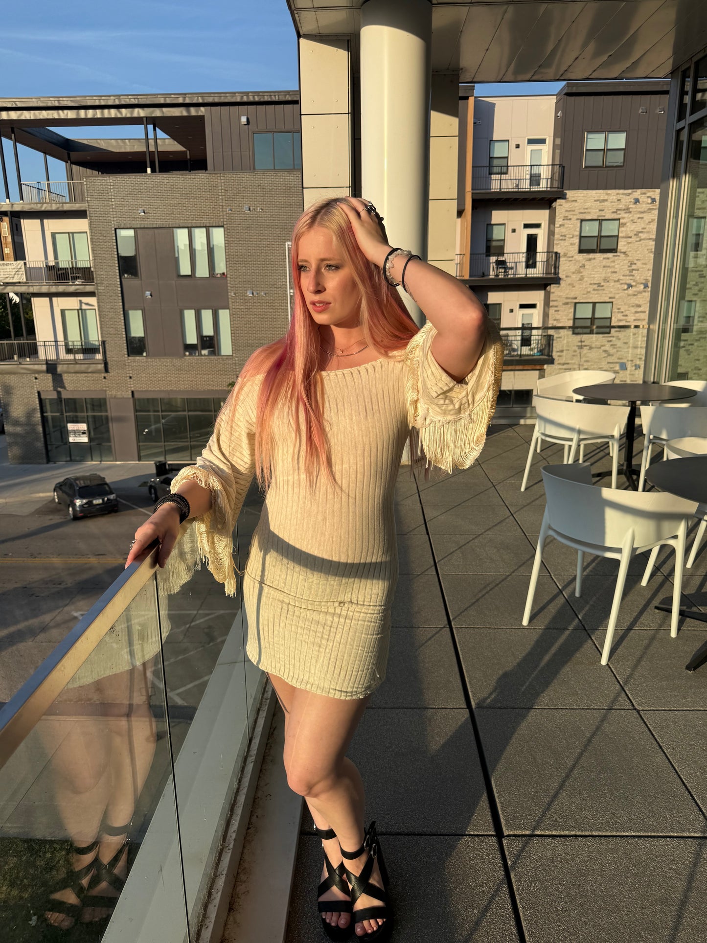 “Ivory Whispers” Off-Shoulder Dress