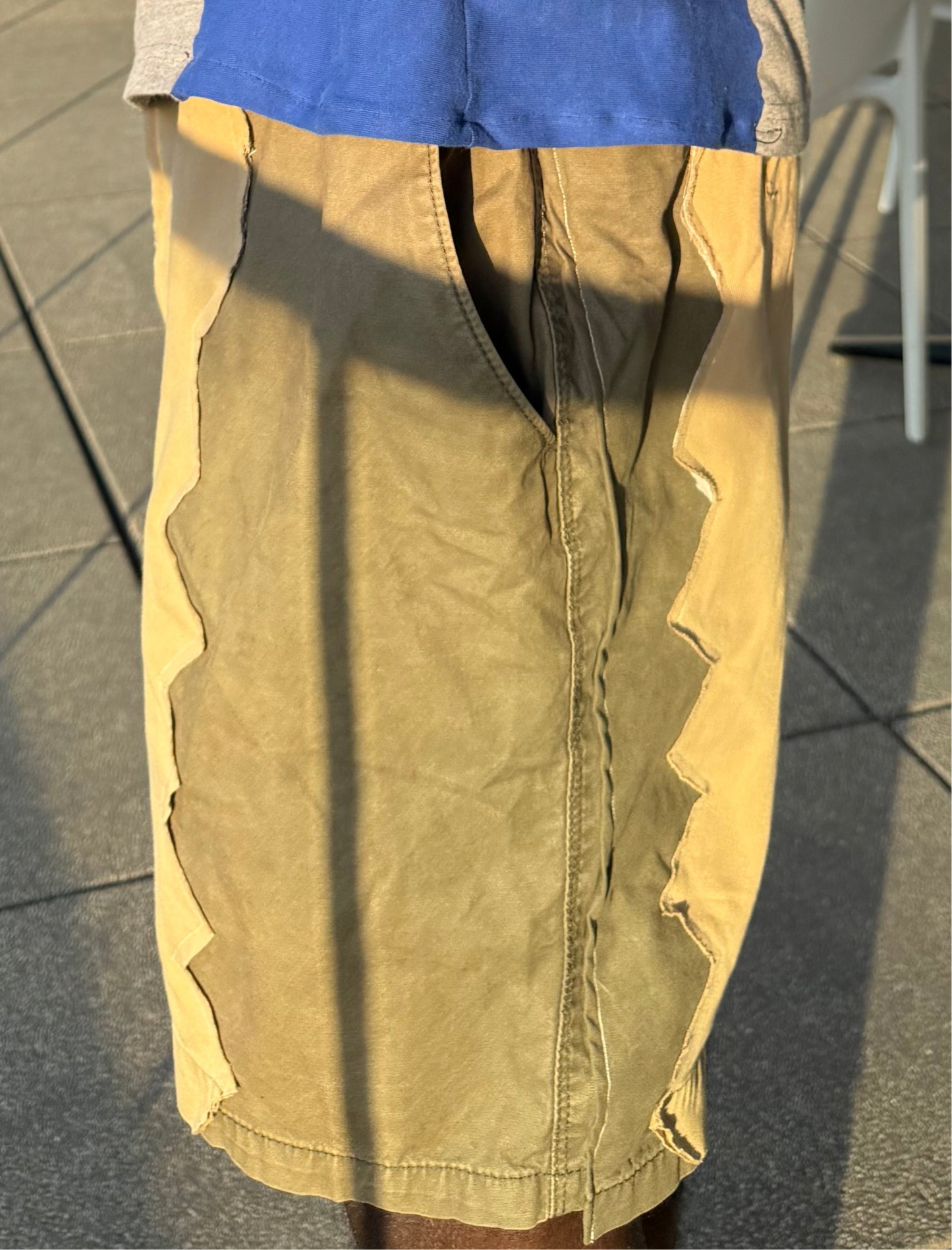 “Alligator Bites” Tan/Olive Green Shorts