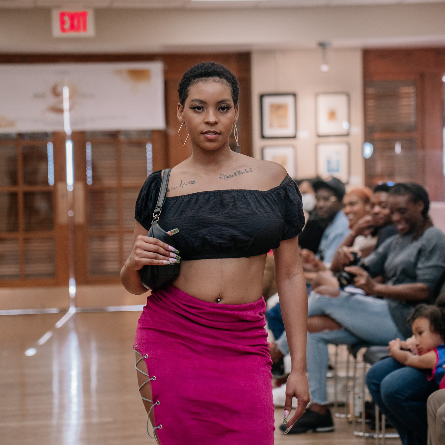 “Business Meets Party” Midi Lace Up Skirt