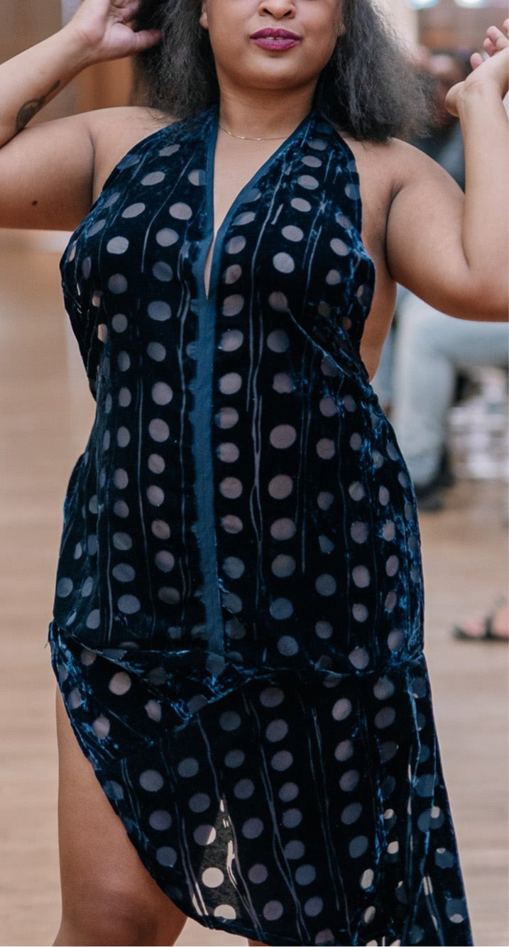 “On The Dot” Halter Neck High-Low Dress