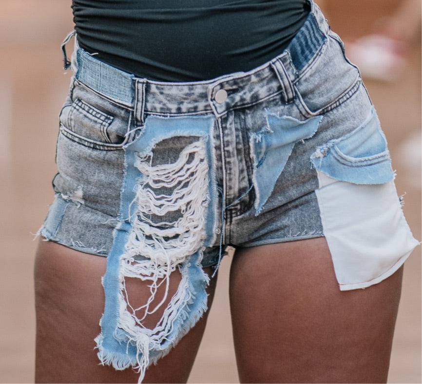 “Ripped Revival” Denim Shorts