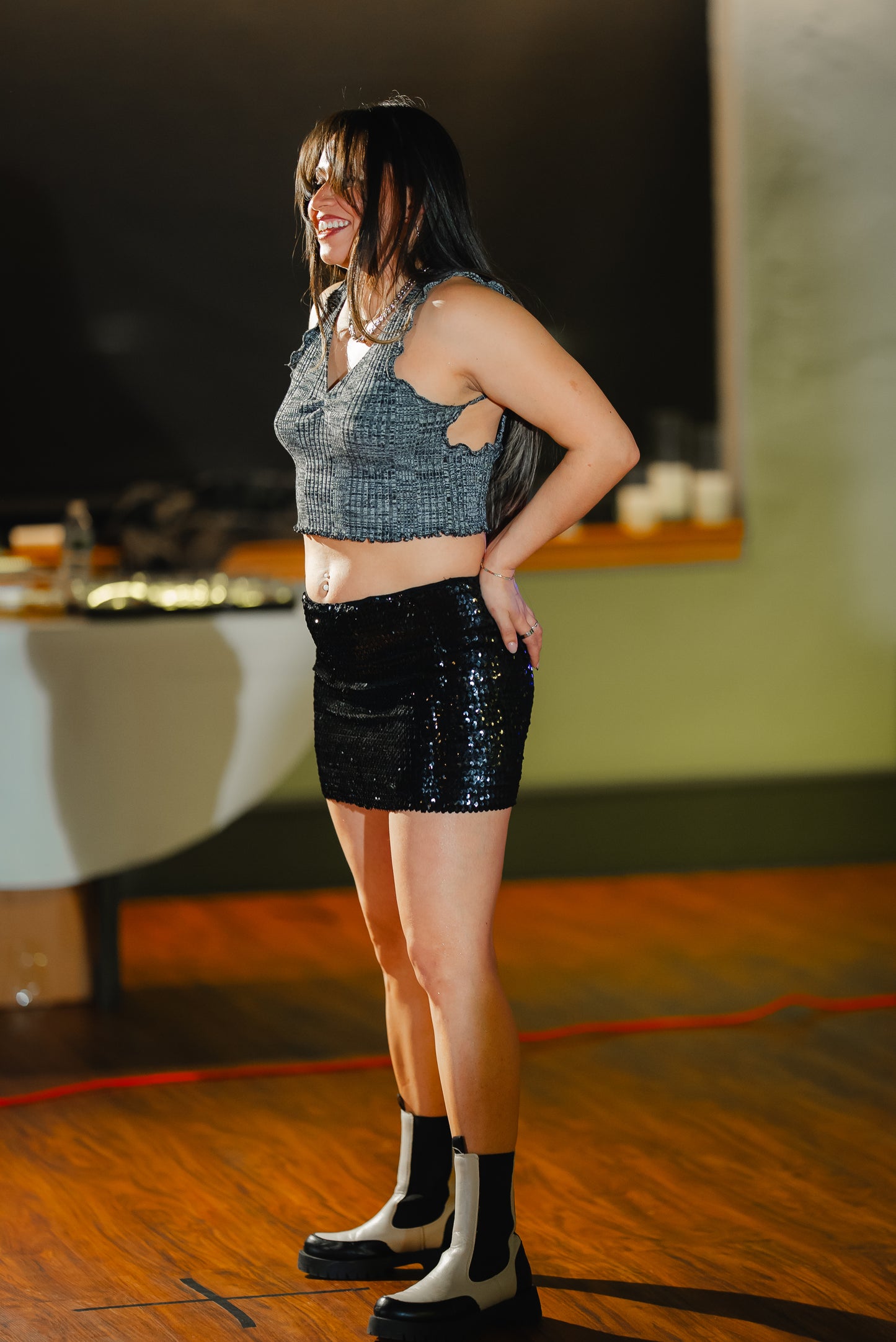 “Grey Wave” Crop Top