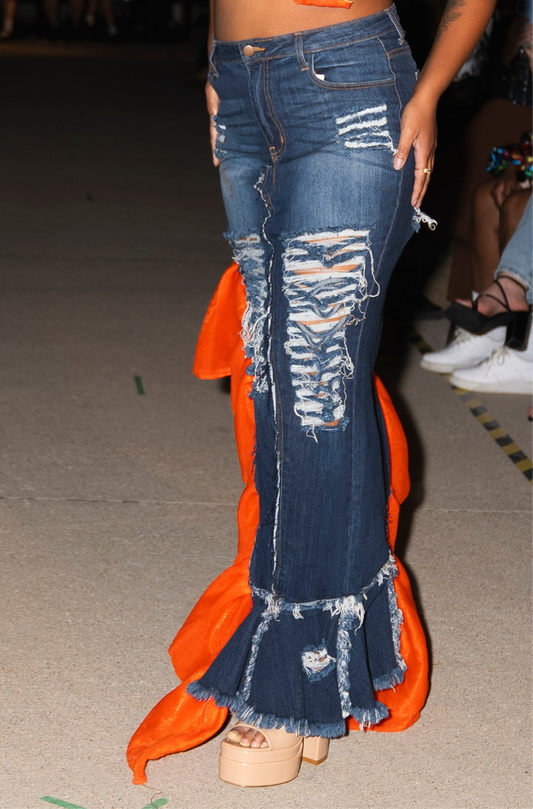 “Sunset Burst” Denim Maxi Skirt