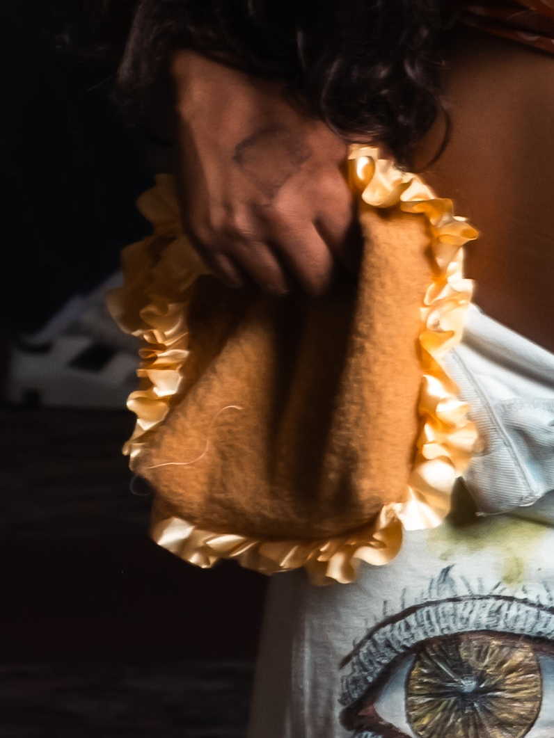 “Baby Gold” Ruffle Mini Handbag