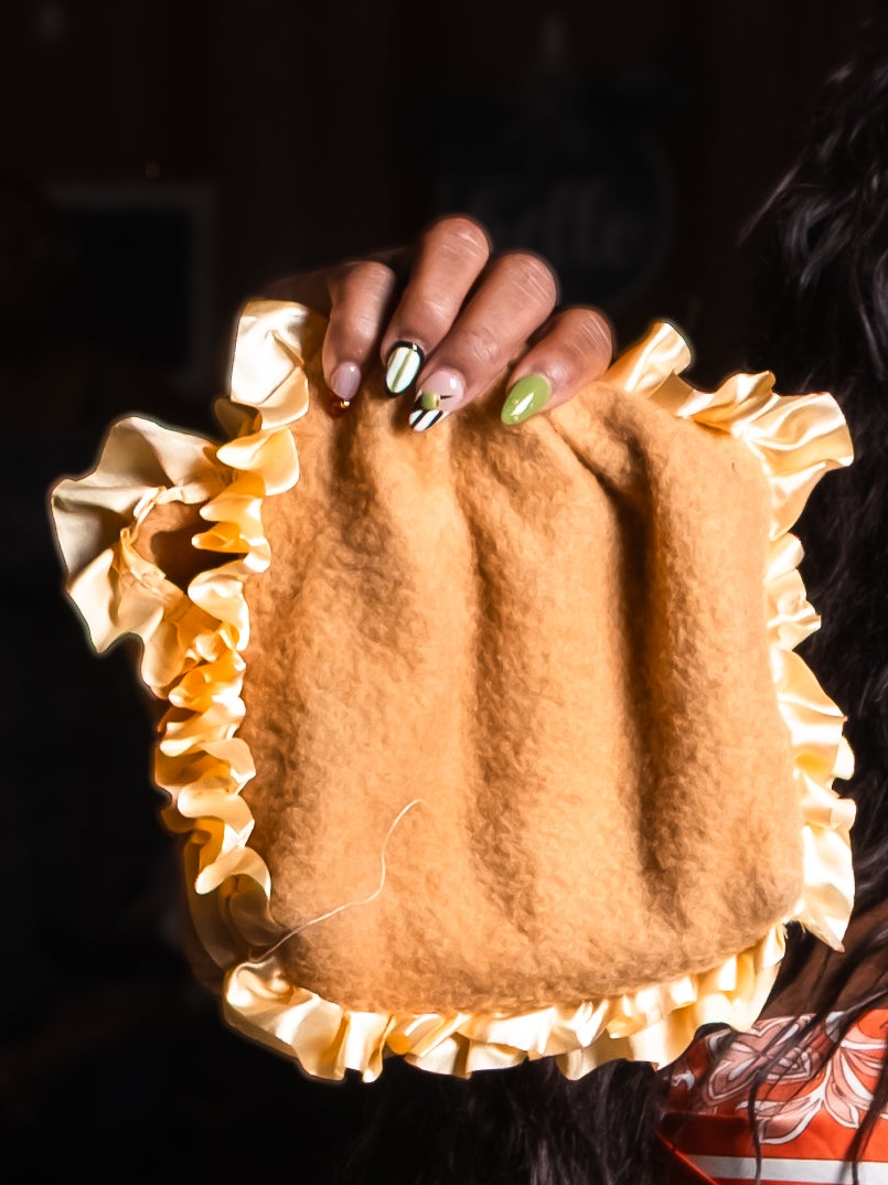 “Baby Gold” Ruffle Mini Handbag