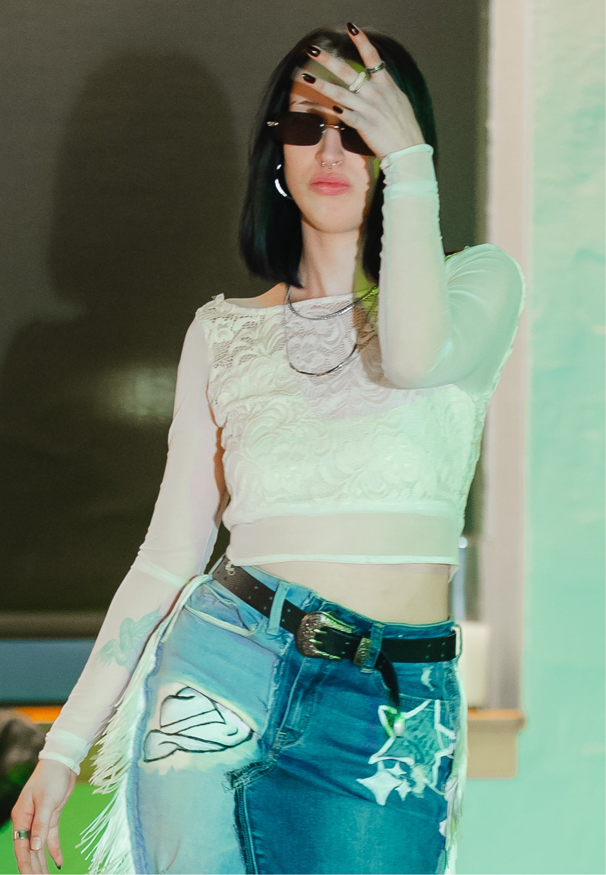 “White Lace Doves” Crop Top