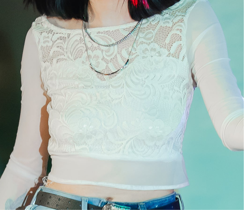 “White Lace Doves” Crop Top